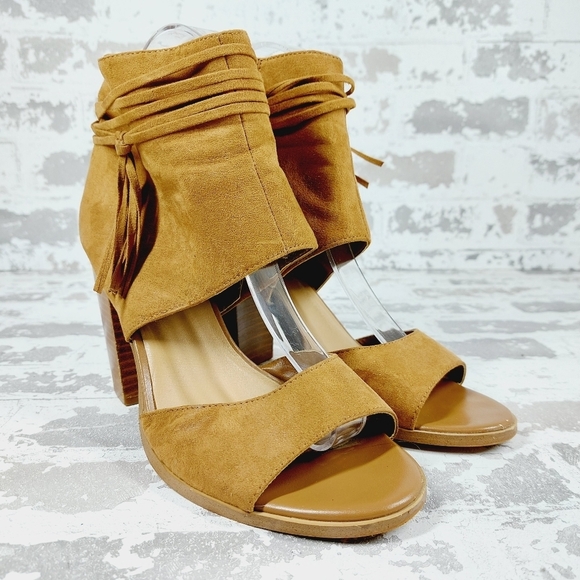 Crown Vintage Danica Faux Suede Slip On Summer Block Heel Sandals V530 - Picture 4 of 12